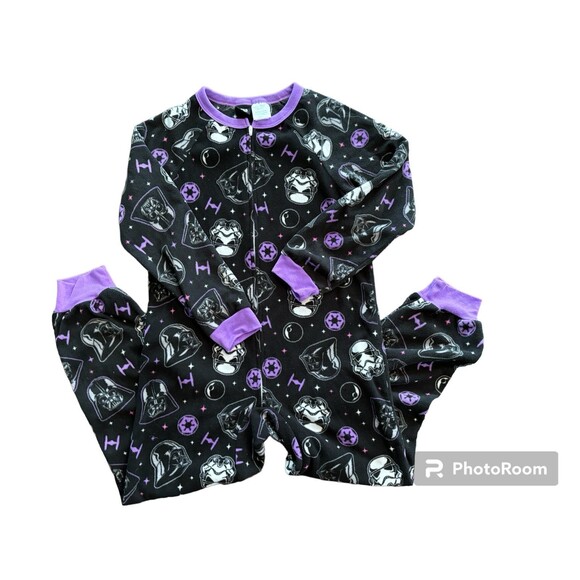 Star Wars Pajamas Girl Sz 10/12 Darth Vader Fleece‎ 1 pc Sleep Black Purple - Picture 1 of 6
